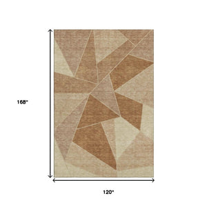 HomeRoots 10' X 14' Chili Red & Beige Geometric Area Rug - Washable, UV-Protected, Stylish for Busy Homes! 653326