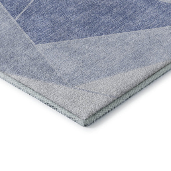 HomeRoots 8' Sky Blue & Ivory Geometric Round Rug – Durable, Washable, UV-Protected for Kids & Pets! 653329