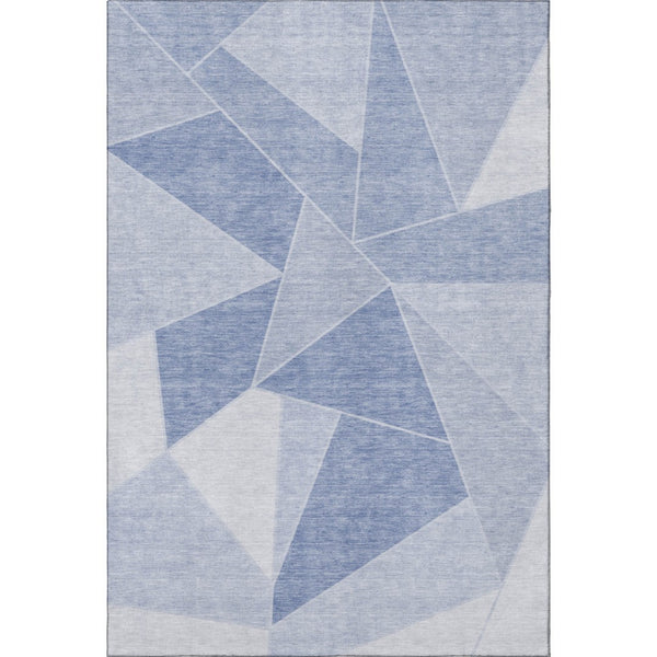 HomeRoots 9' X 12' Sky Blue Geometric Area Rug - Washable, UV-Protected, Stain-Resistant & Pet-Friendly Design 653331