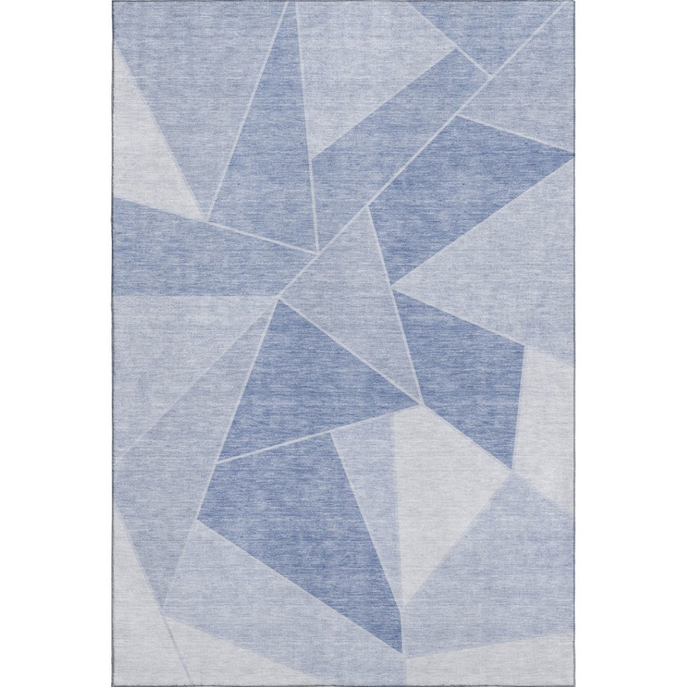 HomeRoots 9' X 12' Sky Blue Geometric Area Rug - Washable, UV-Protected, Stain-Resistant & Pet-Friendly Design 653331