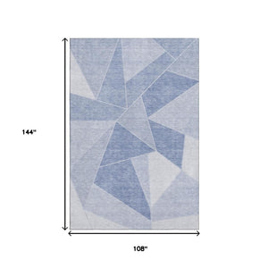 HomeRoots 9' X 12' Sky Blue Geometric Area Rug - Washable, UV-Protected, Stain-Resistant & Pet-Friendly Design 653331