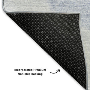HomeRoots 10' X 14' Sky Blue & Ivory Geometric Washable Area Rug - UV Protected, Stylish & Durable for Homes 653332