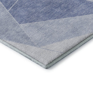 HomeRoots 10' X 14' Sky Blue & Ivory Geometric Washable Area Rug - UV Protected, Stylish & Durable for Homes 653332