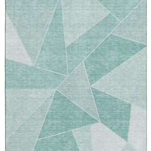 HomeRoots 5' X 8' Stylish Teal & Ivory Geometric Area Rug – Durable, Washable, UV Protected for Modern Homes! 653334