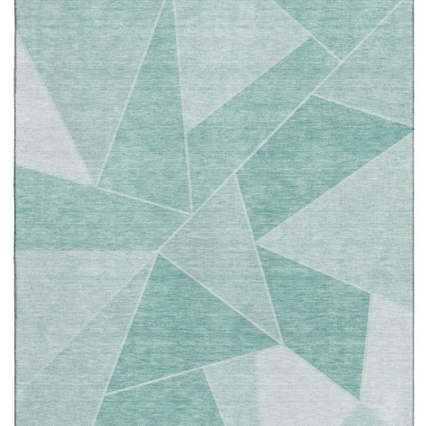 HomeRoots 5' X 8' Stylish Teal & Ivory Geometric Area Rug – Durable, Washable, UV Protected for Modern Homes! 653334