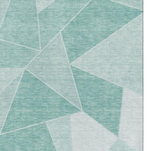 HomeRoots 8' X 10' Modern Teal and Ivory Geometric Area Rug - Washable, UV Protected, Stain Resistant Design 653336