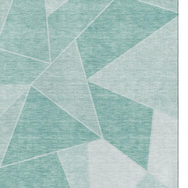 HomeRoots 8' X 10' Modern Teal and Ivory Geometric Area Rug - Washable, UV Protected, Stain Resistant Design 653336