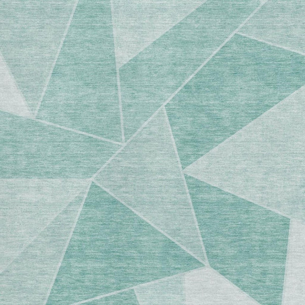 HomeRoots 9' X 12' Teal & Ivory Geometric Area Rug - Washable, UV-Protected, Stain-Resistant, Family-Friendly Design 653337