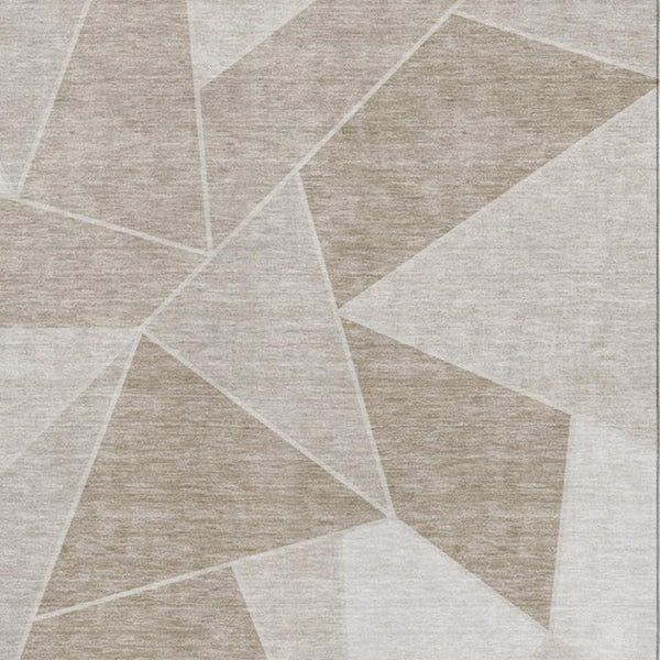 HomeRoots 8' X 10' Taupe And Ivory Geometric Area Rug - Washable, UV-Protected, Durable for High-Traffic Spaces 653342