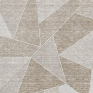 HomeRoots 9' X 12' Taupe & Ivory Geometric Area Rug - Washable, UV Protected, Stain Resistant for Modern Spaces 653343