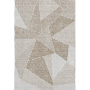 HomeRoots 10' X 14' Taupe & Ivory Geometric Area Rug - Durable, Washable, UV Protected for Modern Living Spaces 653344
