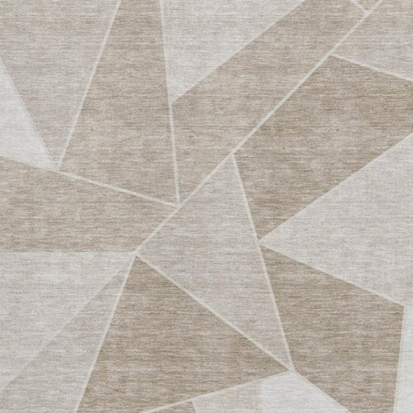 HomeRoots 10' X 14' Taupe & Ivory Geometric Area Rug - Durable, Washable, UV Protected for Modern Living Spaces 653344