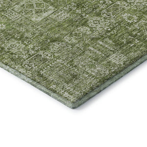 HomeRoots 5' Floral Washable Area Rug in Artichoke Green & Ivory - UV Protected, Stain Resistant, Durable Design 653346