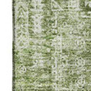 HomeRoots 9' X 12' Artichoke Green Floral Area Rug - Washable, UV-Protected, Stain-Resistant for Busy Homes 653349