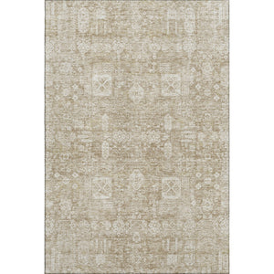 HomeRoots 5' X 8' Beige And Ivory Floral Area Rug – Washable, Stain-Resistant, UV Protected for Busy Homes 653352