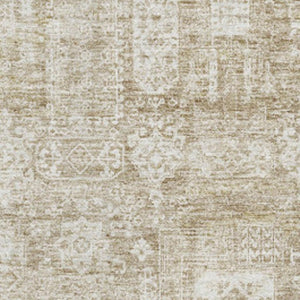 HomeRoots 5' X 8' Beige And Ivory Floral Area Rug – Washable, Stain-Resistant, UV Protected for Busy Homes 653352