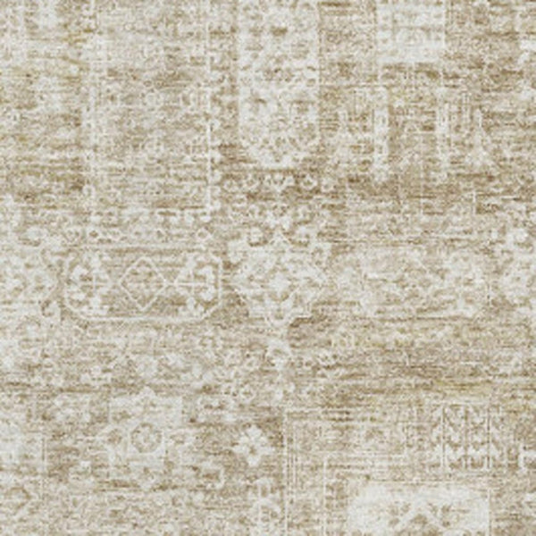 HomeRoots 5' X 8' Beige And Ivory Floral Area Rug – Washable, Stain-Resistant, UV Protected for Busy Homes 653352