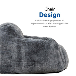 English Elm Modern Tore Lounger Faux Fur Memory Foam Bean Bag with Armrests, Plush Blue-Gray Chair for Relaxation and Gamingcomfort B011P204484