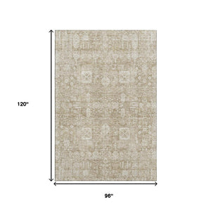 HomeRoots 8' X 10' Elegant Beige & Ivory Floral Area Rug - Washable, UV Protected, Perfect for Busy Homes! 653354