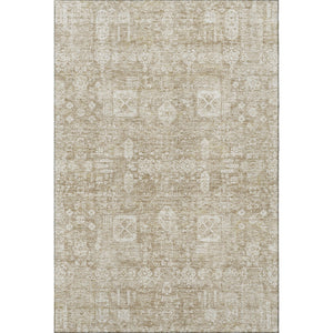 HomeRoots 8' X 10' Elegant Beige & Ivory Floral Area Rug - Washable, UV Protected, Perfect for Busy Homes! 653354