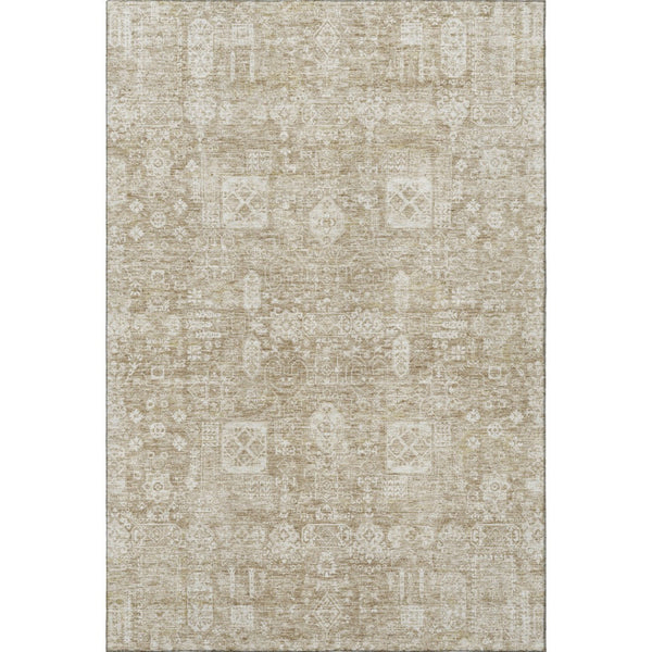 HomeRoots 8' X 10' Elegant Beige & Ivory Floral Area Rug - Washable, UV Protected, Perfect for Busy Homes! 653354