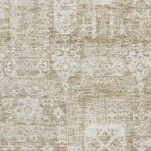 HomeRoots 9' X 12' Floral Area Rug - Beige & Ivory, Washable, Stain Resistant, UV Protected for Family Homes 653355