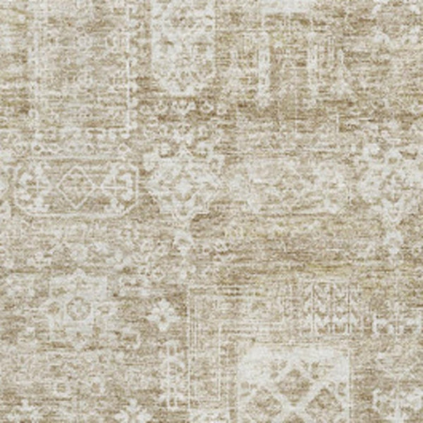 HomeRoots 9' X 12' Floral Area Rug - Beige & Ivory, Washable, Stain Resistant, UV Protected for Family Homes 653355
