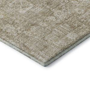 HomeRoots 10' Beige & Ivory Floral Washable Area Rug - UV Protection, Stain Resistant, Perfect for Family Spaces! 653356