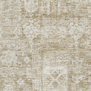 HomeRoots 10' Beige & Ivory Floral Washable Area Rug - UV Protection, Stain Resistant, Perfect for Family Spaces! 653356