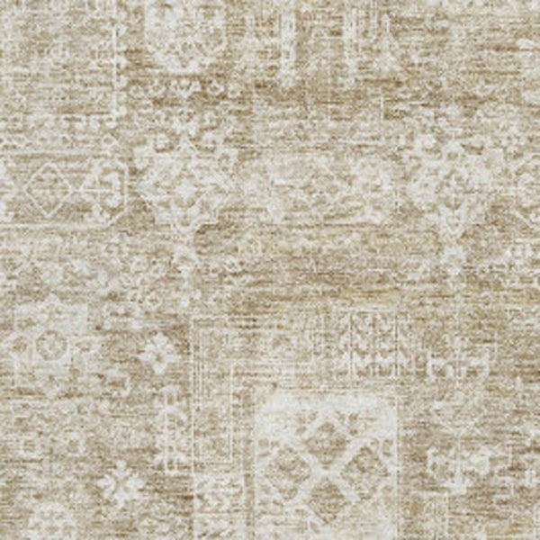 HomeRoots 10' Beige & Ivory Floral Washable Area Rug - UV Protection, Stain Resistant, Perfect for Family Spaces! 653356