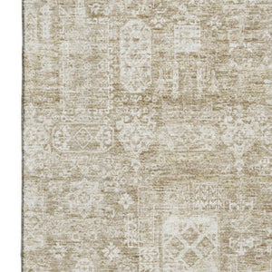 HomeRoots 10' Beige & Ivory Floral Washable Area Rug - UV Protection, Stain Resistant, Perfect for Family Spaces! 653356