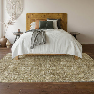 HomeRoots 5' X 8' Floral Area Rug in Brown & Ivory – Stain Resistant, Machine Washable with UV Protection! 653358