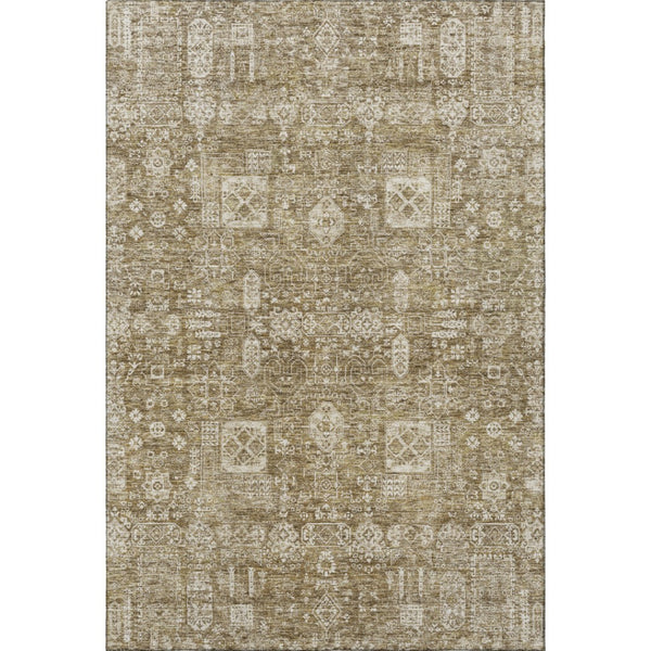 HomeRoots 5' X 8' Floral Area Rug in Brown & Ivory – Stain Resistant, Machine Washable with UV Protection! 653358