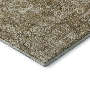 HomeRoots 8' Brown And Ivory Floral Round Rug - Washable, UV Protected, Stain-Resistant, Durable Design 653359