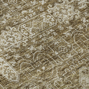 HomeRoots 8' X 10' Floral Area Rug in Brown and Ivory - Washable, UV-Protected, Ideal for High-Traffic Spaces 653360