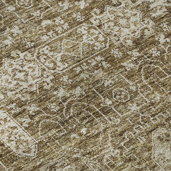 HomeRoots 10' X 14' Brown and Ivory Floral Area Rug – Washable, Stain-Resistant, UV Protected for Busy Homes 653362