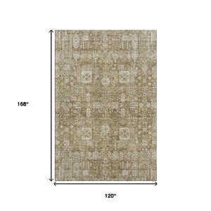 HomeRoots 10' X 14' Brown and Ivory Floral Area Rug – Washable, Stain-Resistant, UV Protected for Busy Homes 653362