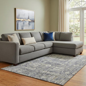 HomeRoots 8' X 10' Charcoal Ivory Gold Floral Area Rug - Durable, Washable & UV Resistant for Every Home Style 653366