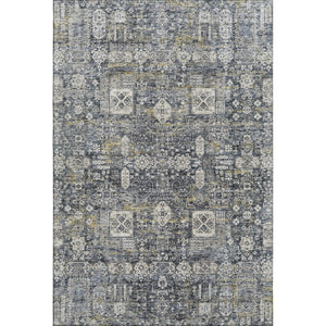 HomeRoots 8' X 10' Charcoal Ivory Gold Floral Area Rug - Durable, Washable & UV Resistant for Every Home Style 653366