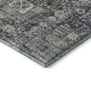 HomeRoots 8' X 10' Charcoal Ivory Gold Floral Area Rug - Durable, Washable & UV Resistant for Every Home Style 653366