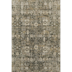 HomeRoots 5' X 8' Floral Area Rug in Coffee, Ivory, and Gold - Washable, UV-Protected, Perfect for Families! 653370
