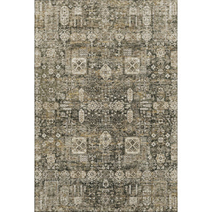 HomeRoots 9' X 12' Coffee Ivory Gold Floral Area Rug - Washable, UV Protected, Stain Resistant for Homes 653373
