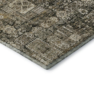 HomeRoots 9' X 12' Coffee Ivory Gold Floral Area Rug - Washable, UV Protected, Stain Resistant for Homes 653373