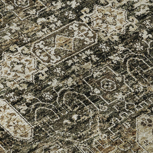 HomeRoots 10' X 14' Elegant Coffee Ivory Gold Floral Washable Area Rug with UV Protection for High Traffic Areas 653374