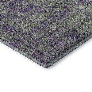HomeRoots 5' X 8' Fern Green & Purple Floral Area Rug - Stain Resistant, UV Protected, Perfect for All Spaces 653376