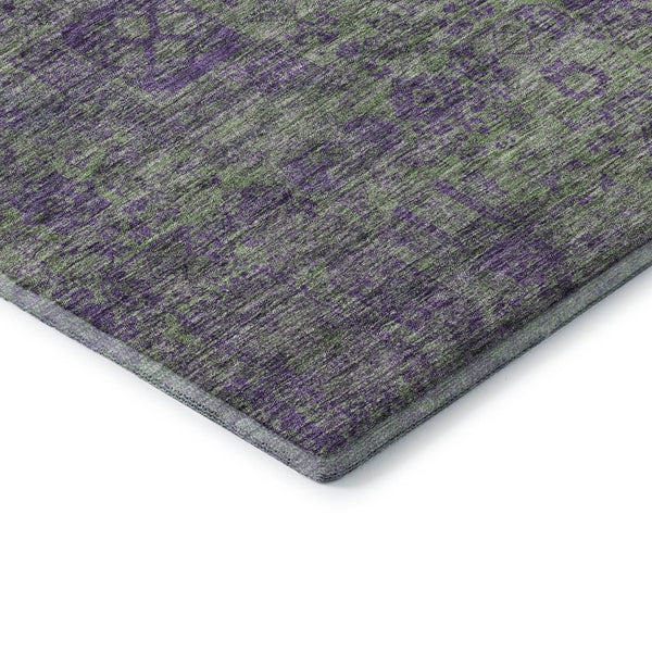 HomeRoots 5' X 8' Fern Green & Purple Floral Area Rug - Stain Resistant, UV Protected, Perfect for All Spaces 653376