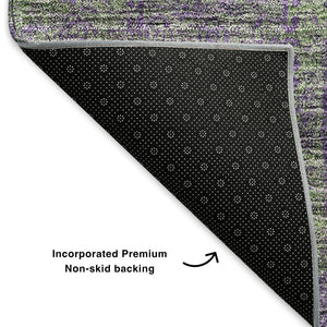 HomeRoots 8' X 10' Floral Area Rug in Fern Green & Purple - Washable, UV Protected, Perfect for Family Spaces! 653378