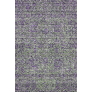 HomeRoots 10' X 14' Floral Area Rug in Fern Green & Purple - Washable, UV-Protected, Stain Resistant Design! 653380
