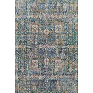 HomeRoots 5' X 8' Floral Area Rug in Green, Blue & Beige – Washable, UV Protected, Pet-Friendly Design! 653382