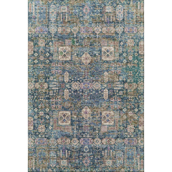 HomeRoots 5' X 8' Floral Area Rug in Green, Blue & Beige – Washable, UV Protected, Pet-Friendly Design! 653382